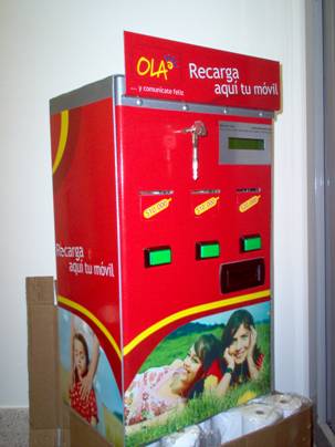 Dispensador de tarjetas prepago, modelo de recarga de saldo móvil